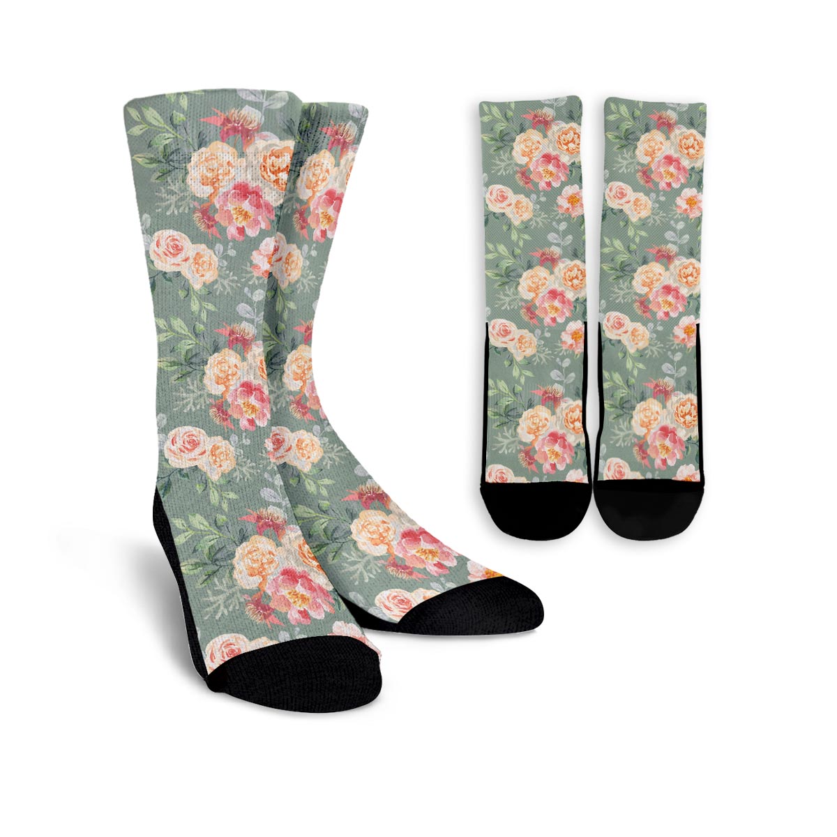 Pink Rose And Peony Floral Unisex Socks-grizzshop