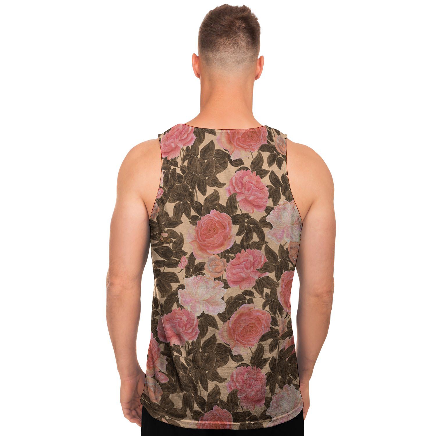 Pink Rose Floral Men's Tank Tops-grizzshop