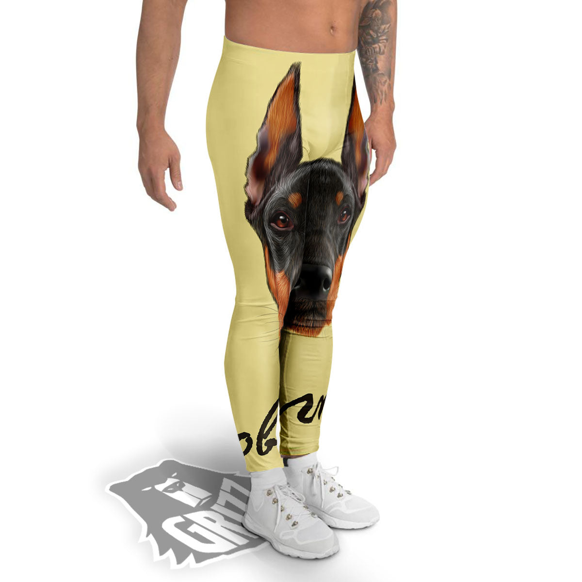 Pinscher Doberman Print Men's Leggings-grizzshop