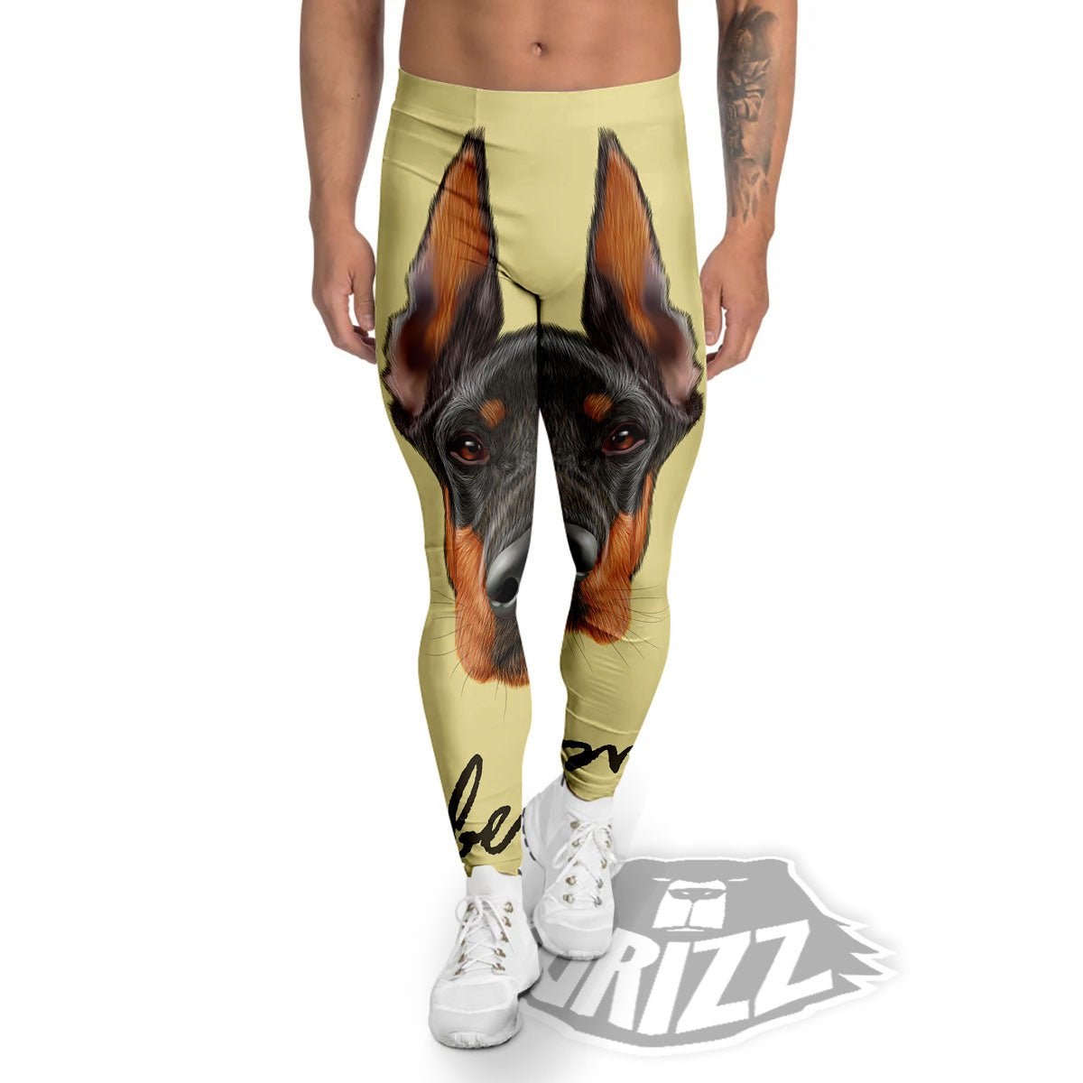 Pinscher Doberman Print Men's Leggings-grizzshop