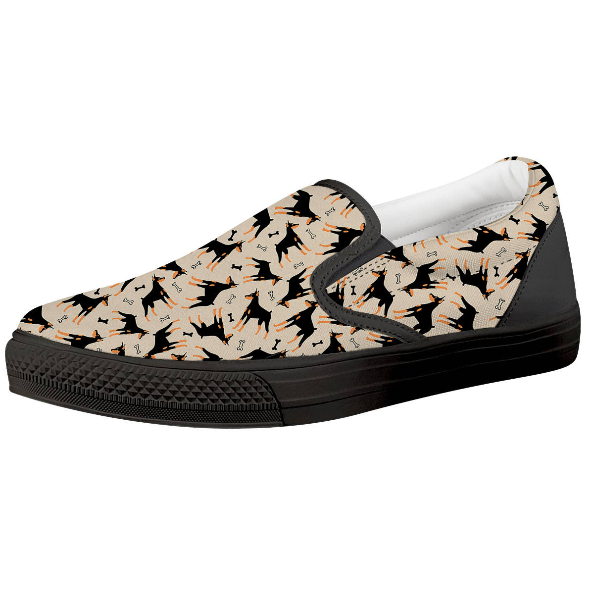 Pinscher Doberman Print Pattern Black Slip On Shoes-grizzshop