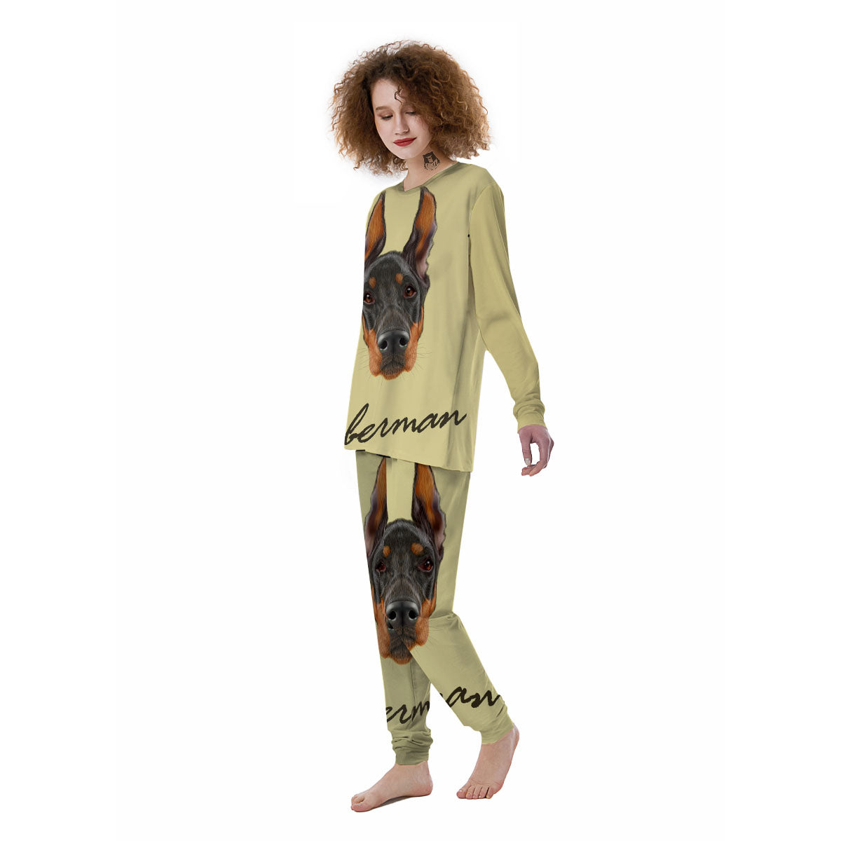 Pinscher Doberman Print Women's Pajamas-grizzshop