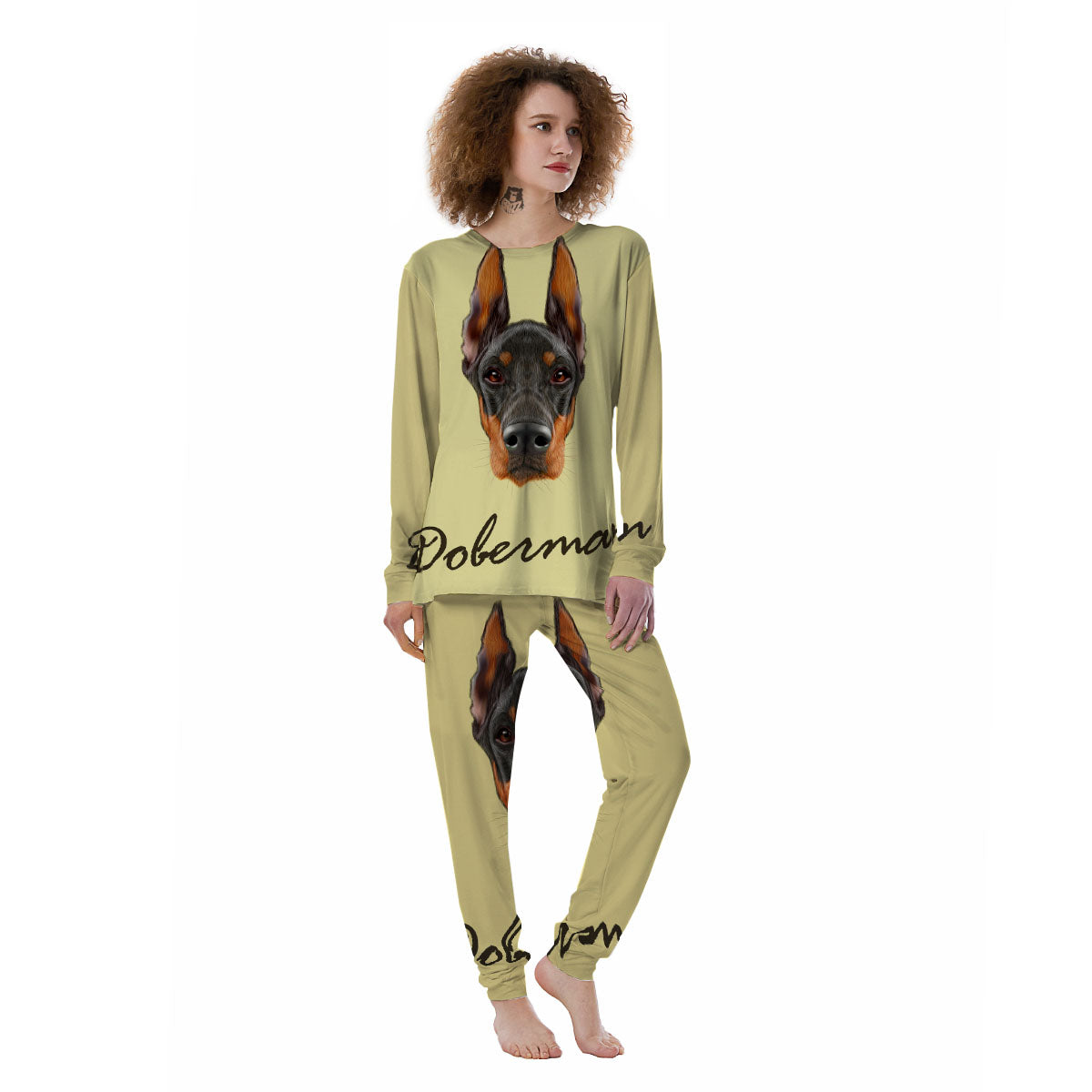 Pinscher Doberman Print Women's Pajamas-grizzshop