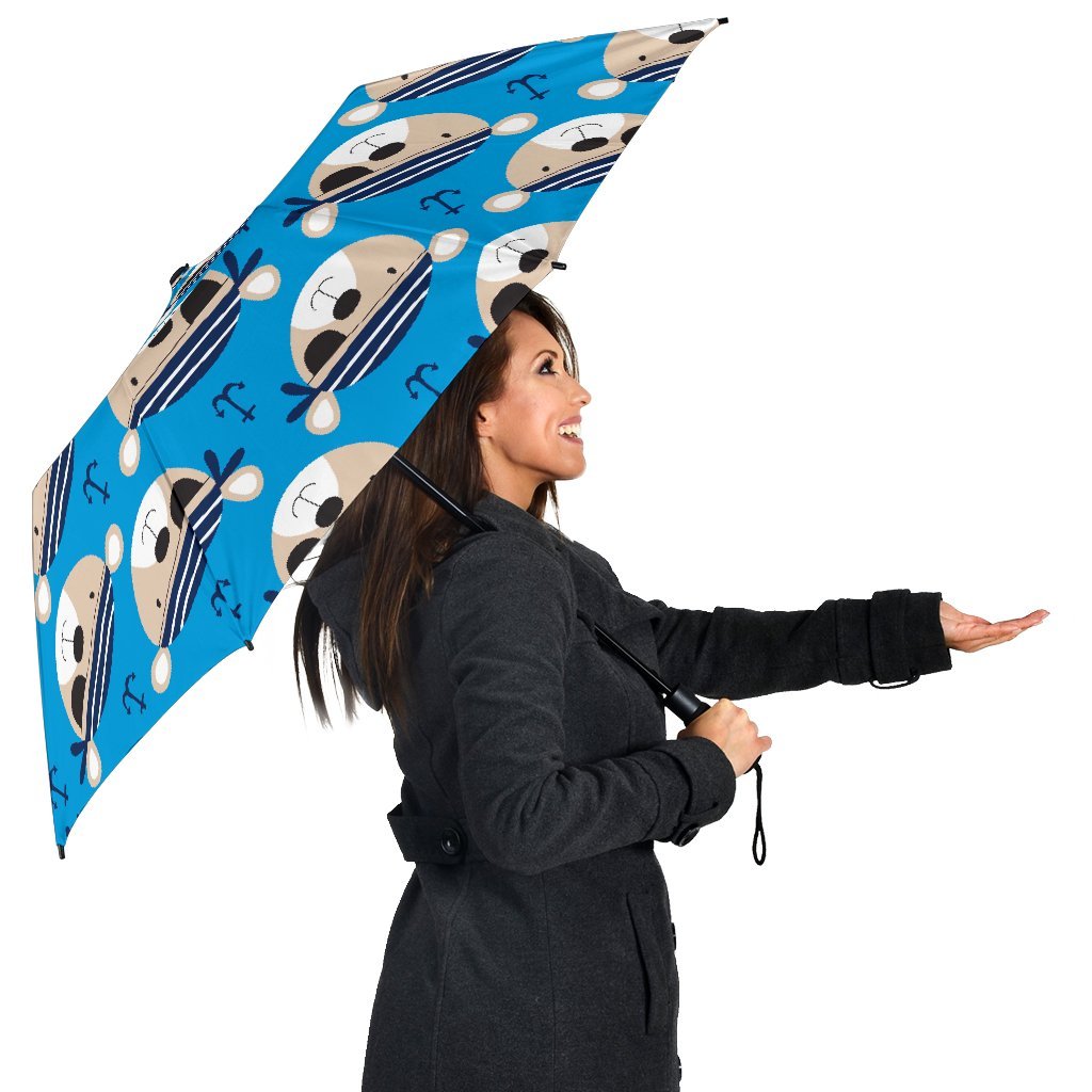 Pirate Bear Pattern Print Automatic Foldable Umbrella-grizzshop