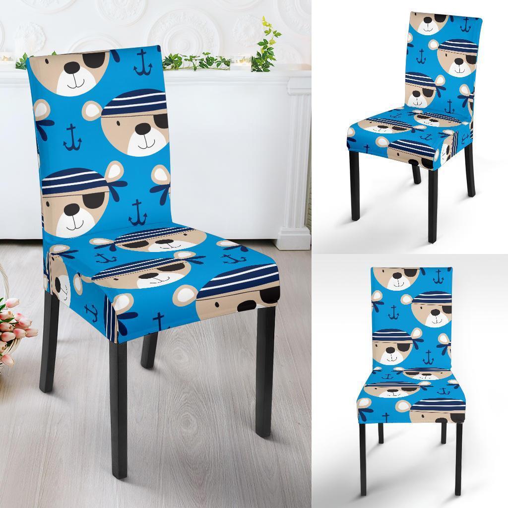 Pirate Bear Pattern Print Chair Cover-grizzshop