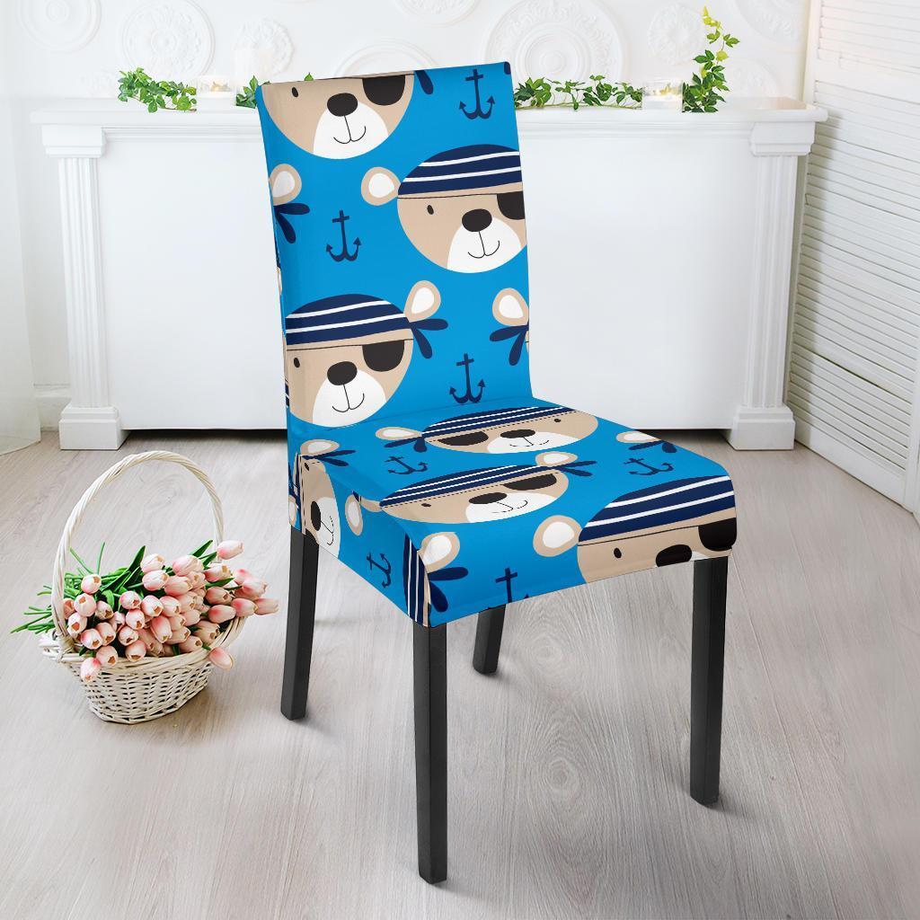 Pirate Bear Pattern Print Chair Cover-grizzshop