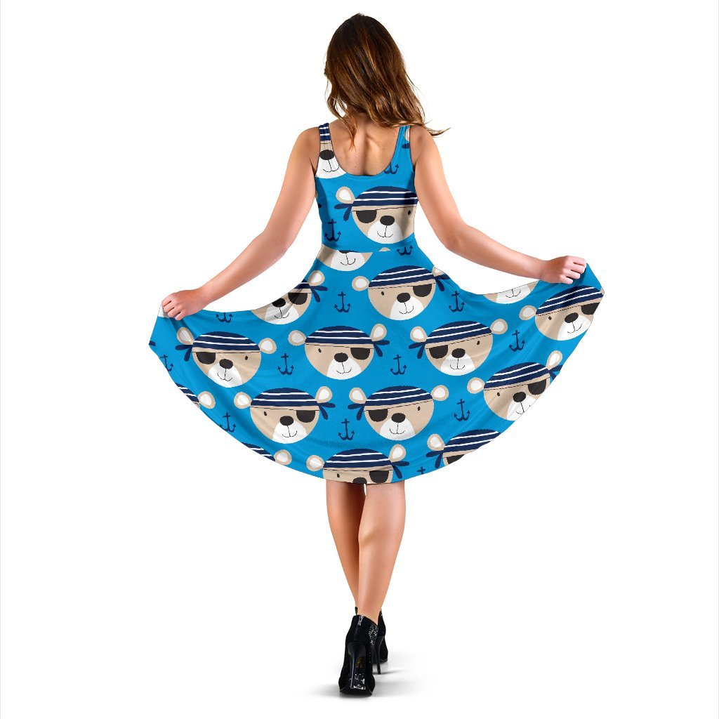 Pirate Bear Pattern Print Dress-grizzshop