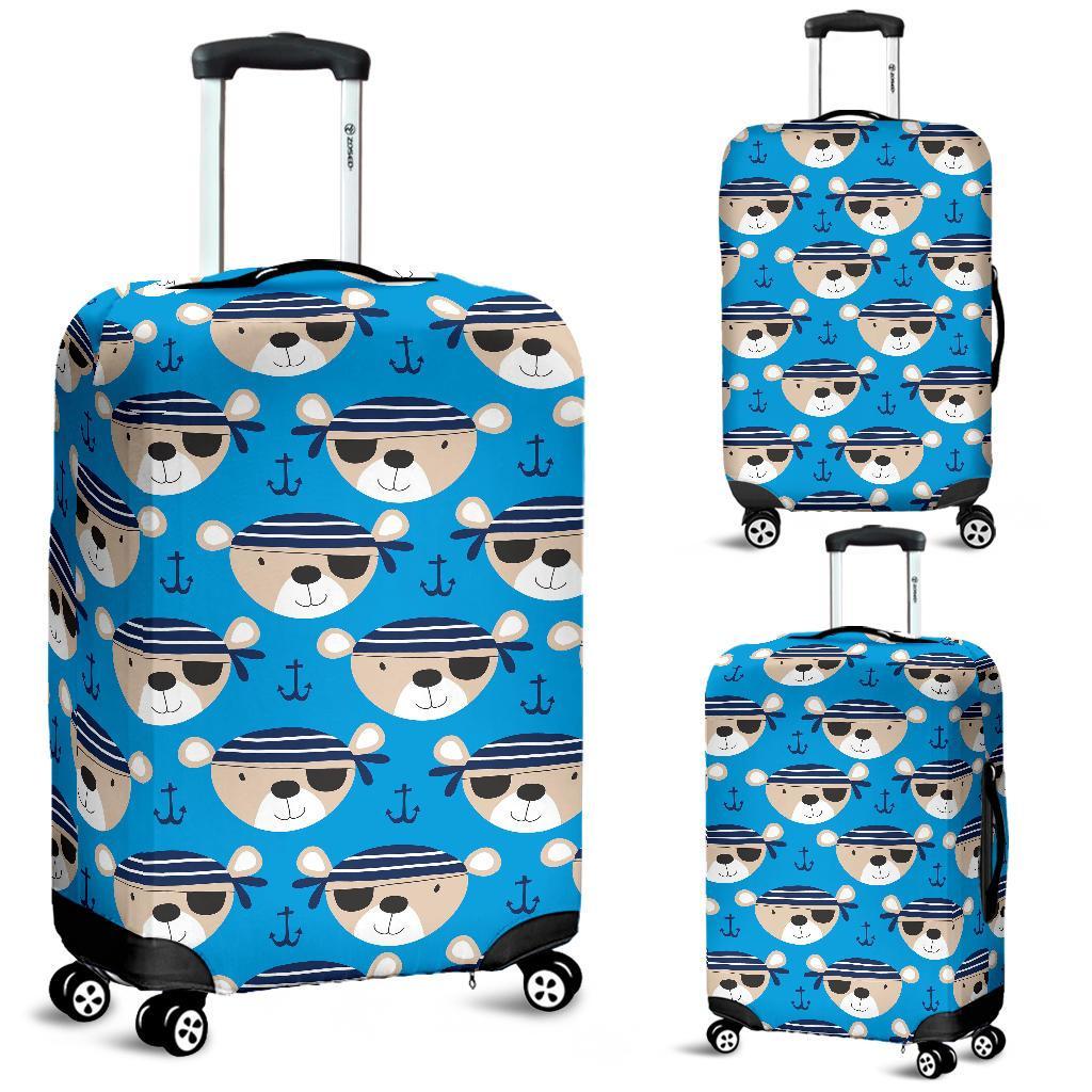 Pirate Bear Pattern Print Luggage Cover Protector-grizzshop