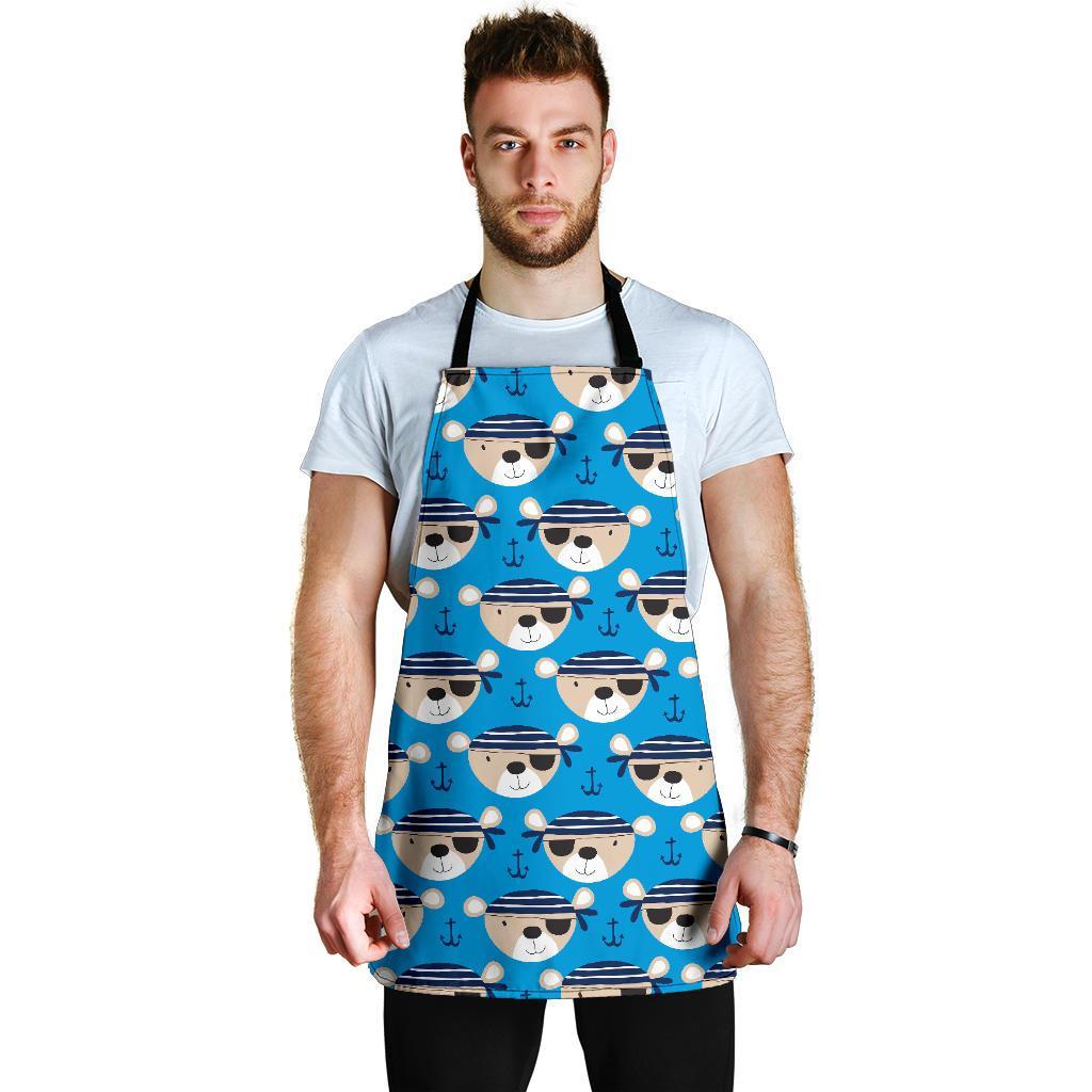 Pirate Bear Pattern Print Men's Apron-grizzshop