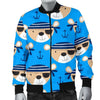 Pirate Bear Pattern Print Men's Bomber Jacket-grizzshop