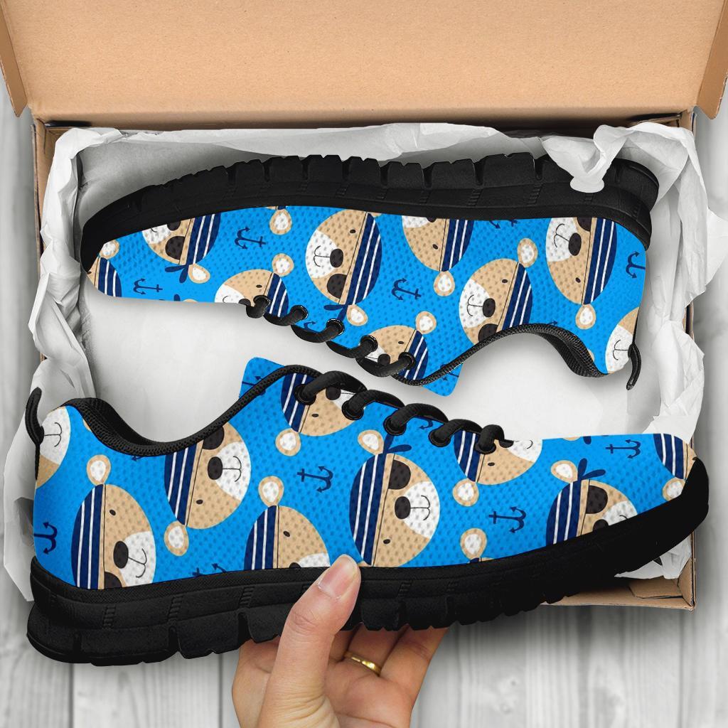 Pirate Bear Pattern Print Sneaker Shoes For Men Women-grizzshop