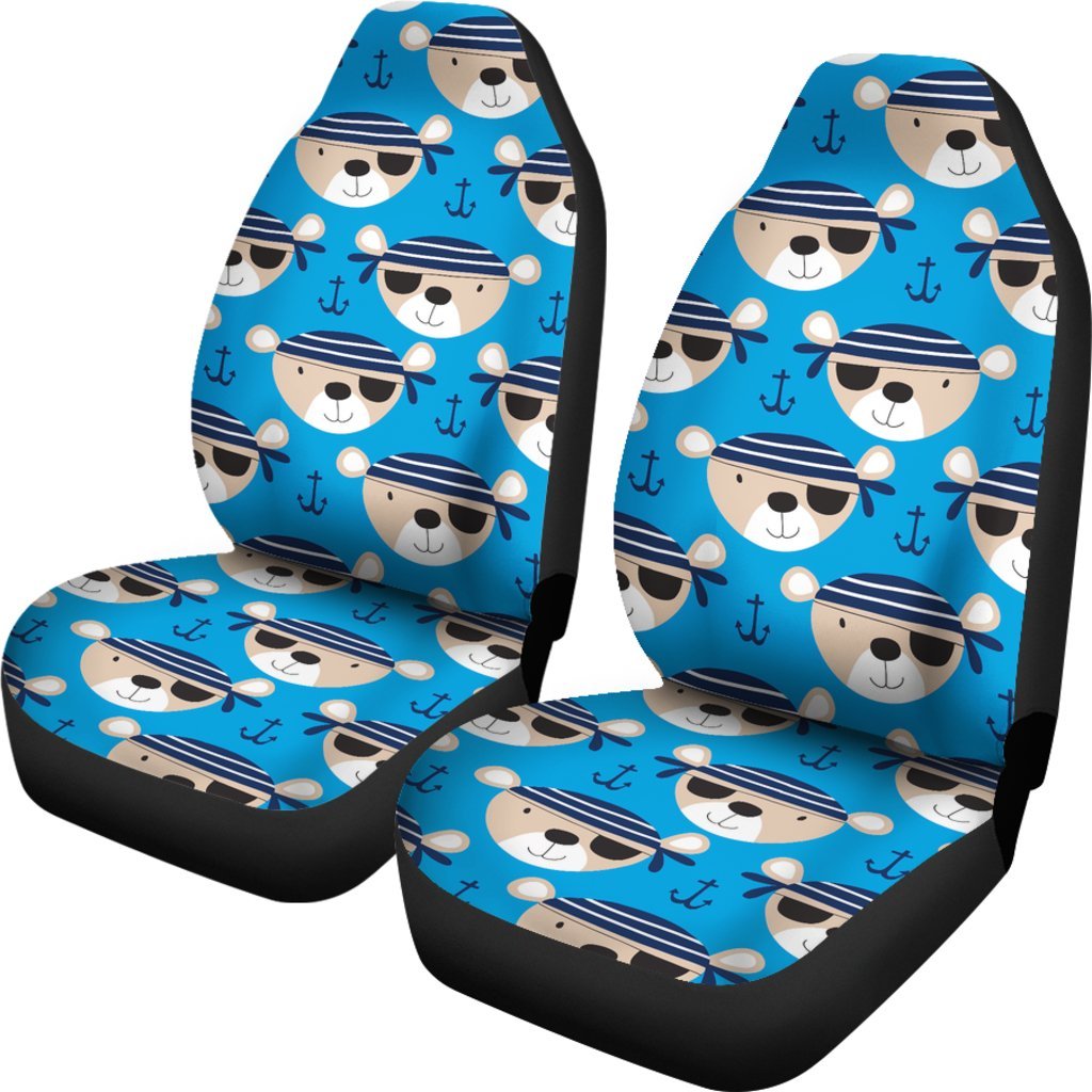 Pirate Bear Pattern Print Universal Fit Car Seat Covers-grizzshop