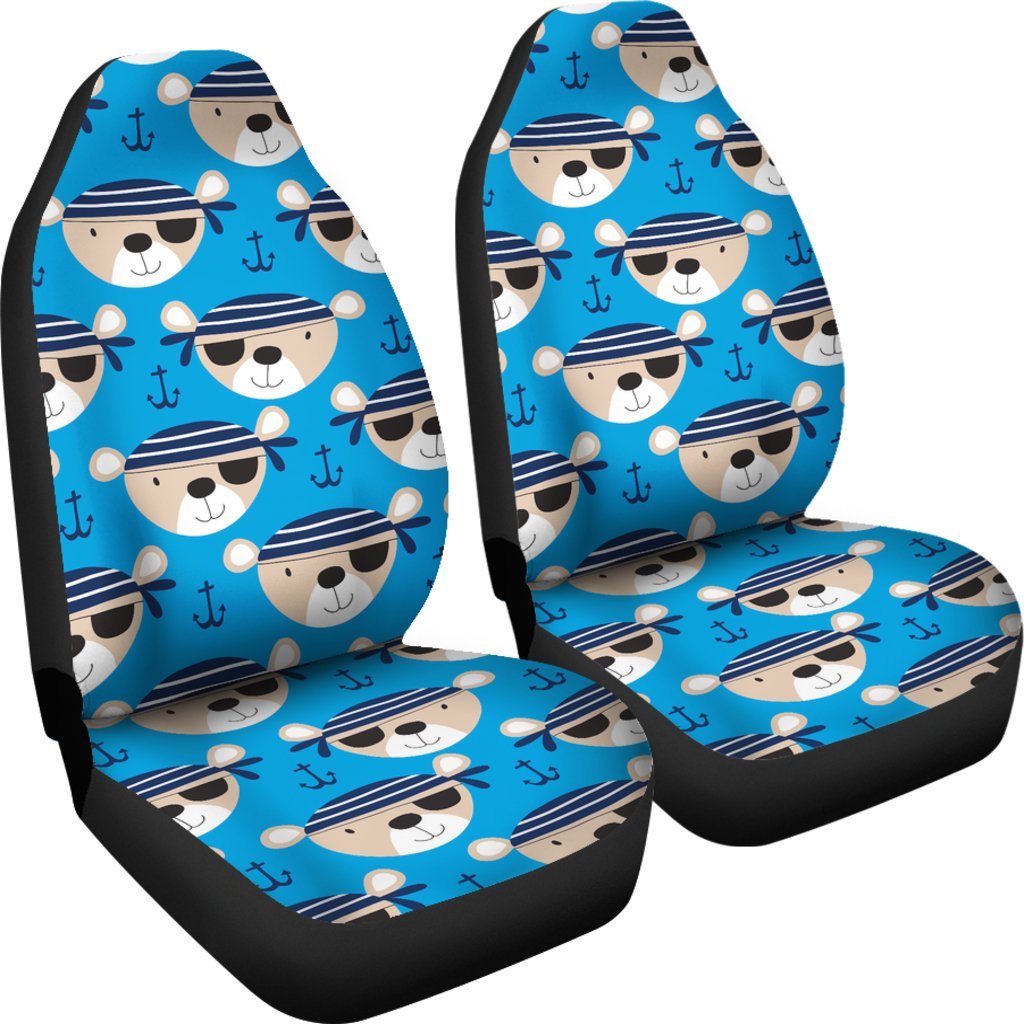 Pirate Bear Pattern Print Universal Fit Car Seat Covers-grizzshop