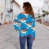 Pirate Bear Pattern Print Women Off Shoulder Sweatshirt-grizzshop