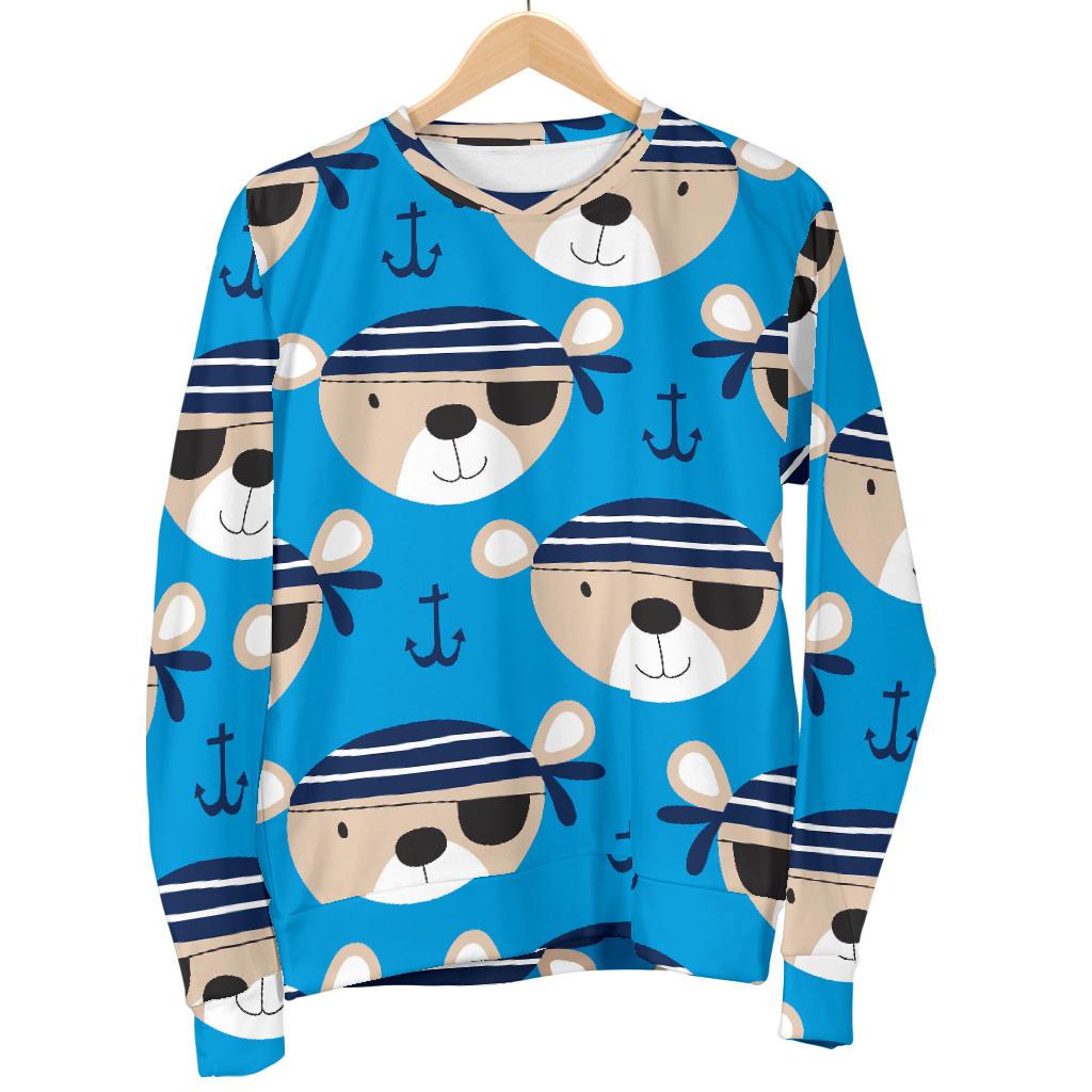 Pirate Bear Pattern Print Women's Sweatshirt-grizzshop