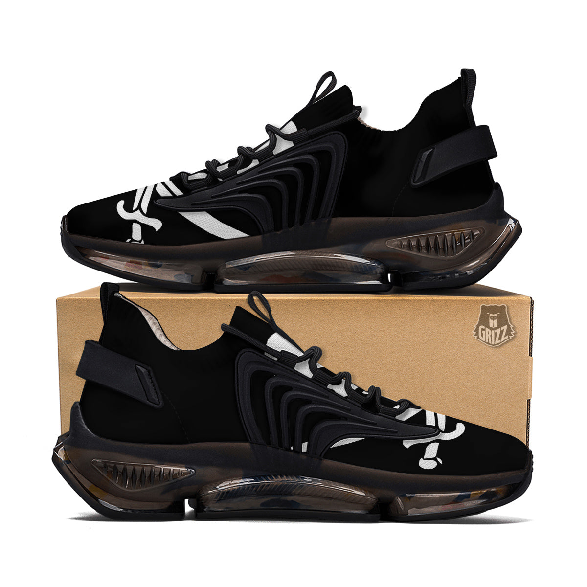 Pirate Flag Calico Jack Print Black Gym Shoes-grizzshop