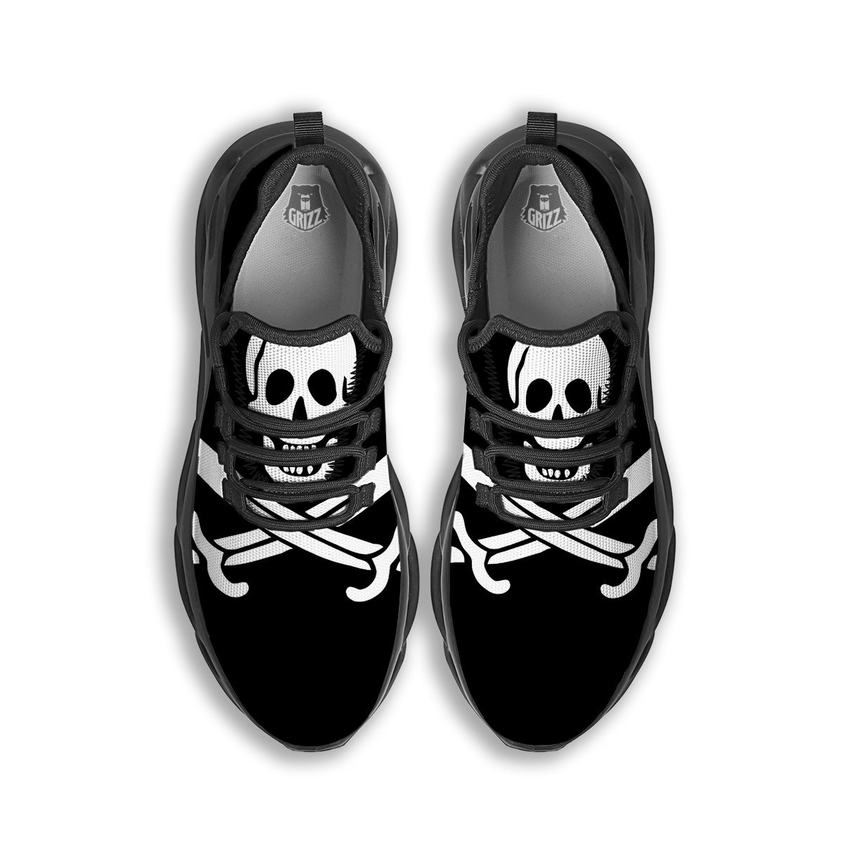Pirate Flag Calico Jack Print Black Running Shoes-grizzshop