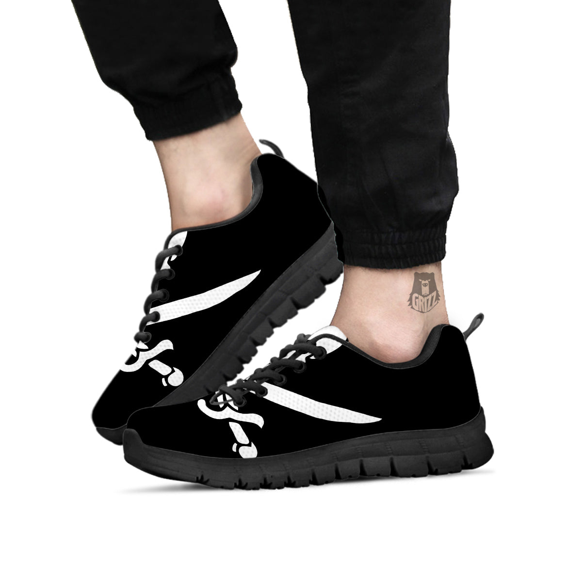Pirate Flag Calico Jack Print Black Sneaker-grizzshop