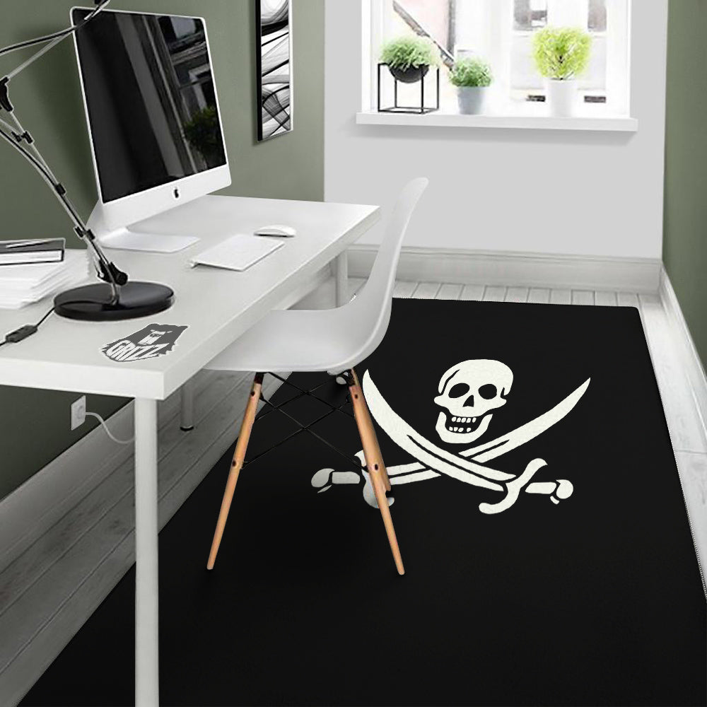 Pirate Flag Calico Jack Print Floor Mat-grizzshop