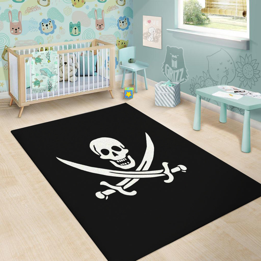 Pirate Flag Calico Jack Print Floor Mat-grizzshop