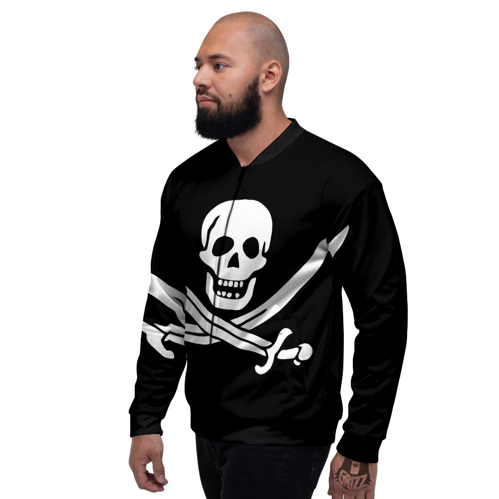 Pirate Flag Calico Jack Print Men's Bomber Jacket-grizzshop