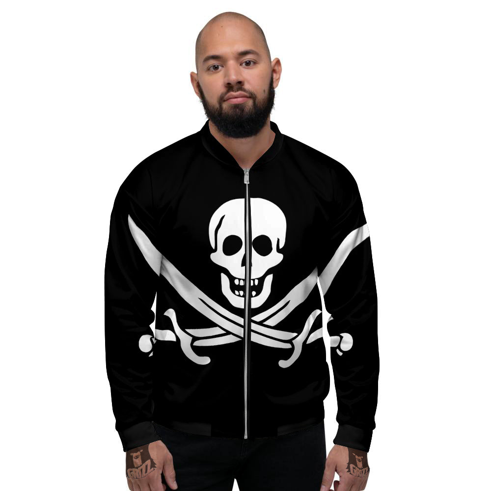 Pirate Flag Calico Jack Print Men's Bomber Jacket-grizzshop