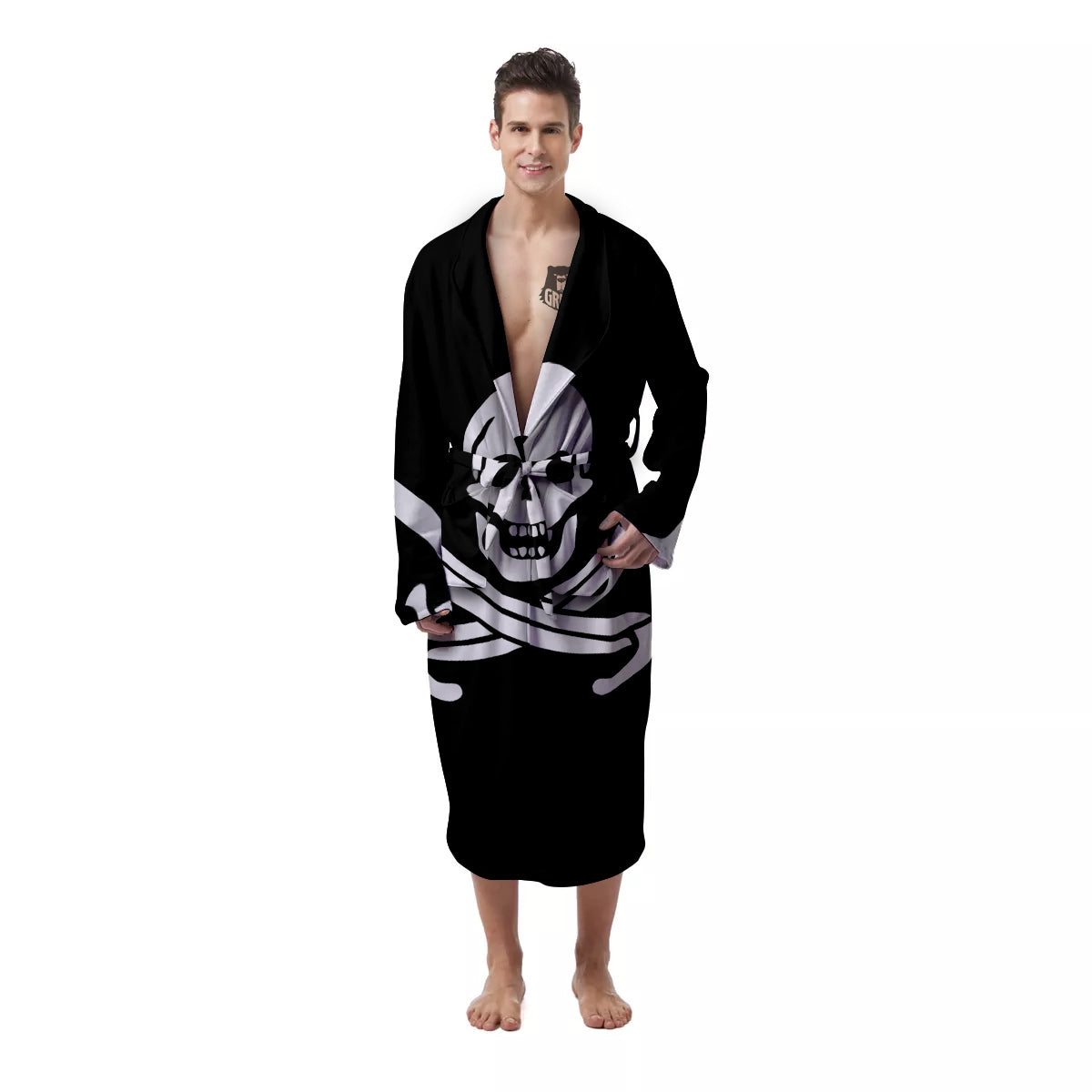 Pirate Flag Calico Jack Print Men's Robe-grizzshop