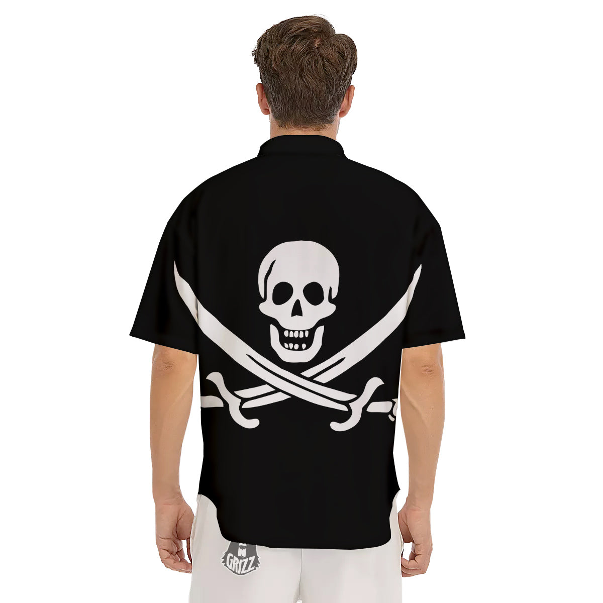 Pirate Flag Calico Jack Print Men's Short Sleeve Shirts-grizzshop