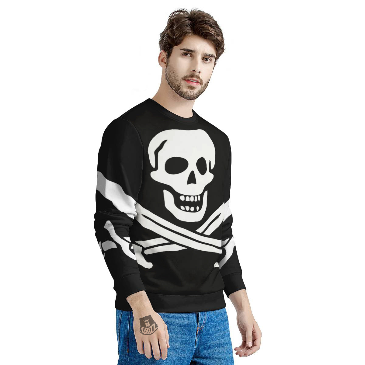 Pirate Flag Calico Jack Print Men's Sweatshirt-grizzshop