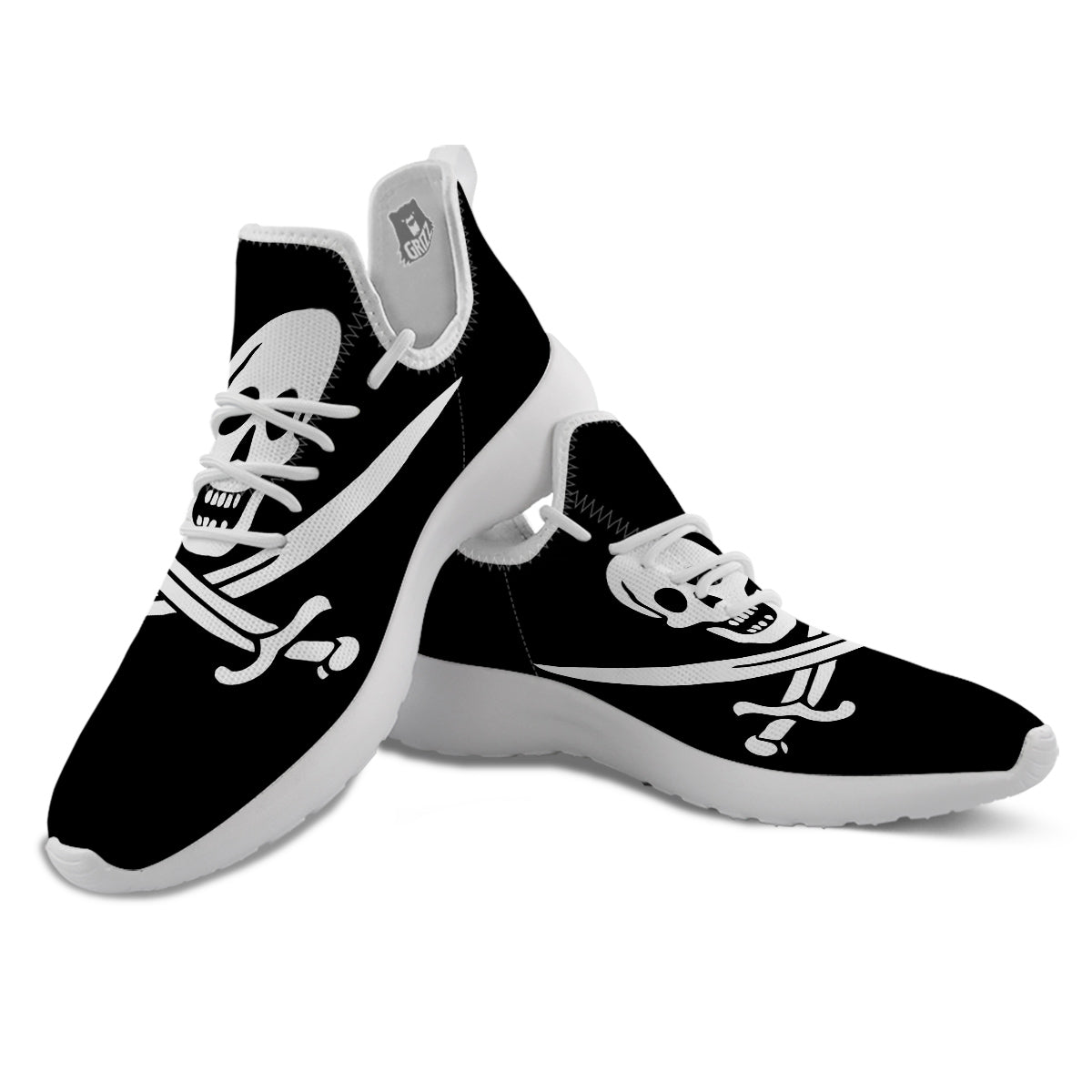 Pirate Flag Calico Jack Print White Athletic Shoes-grizzshop