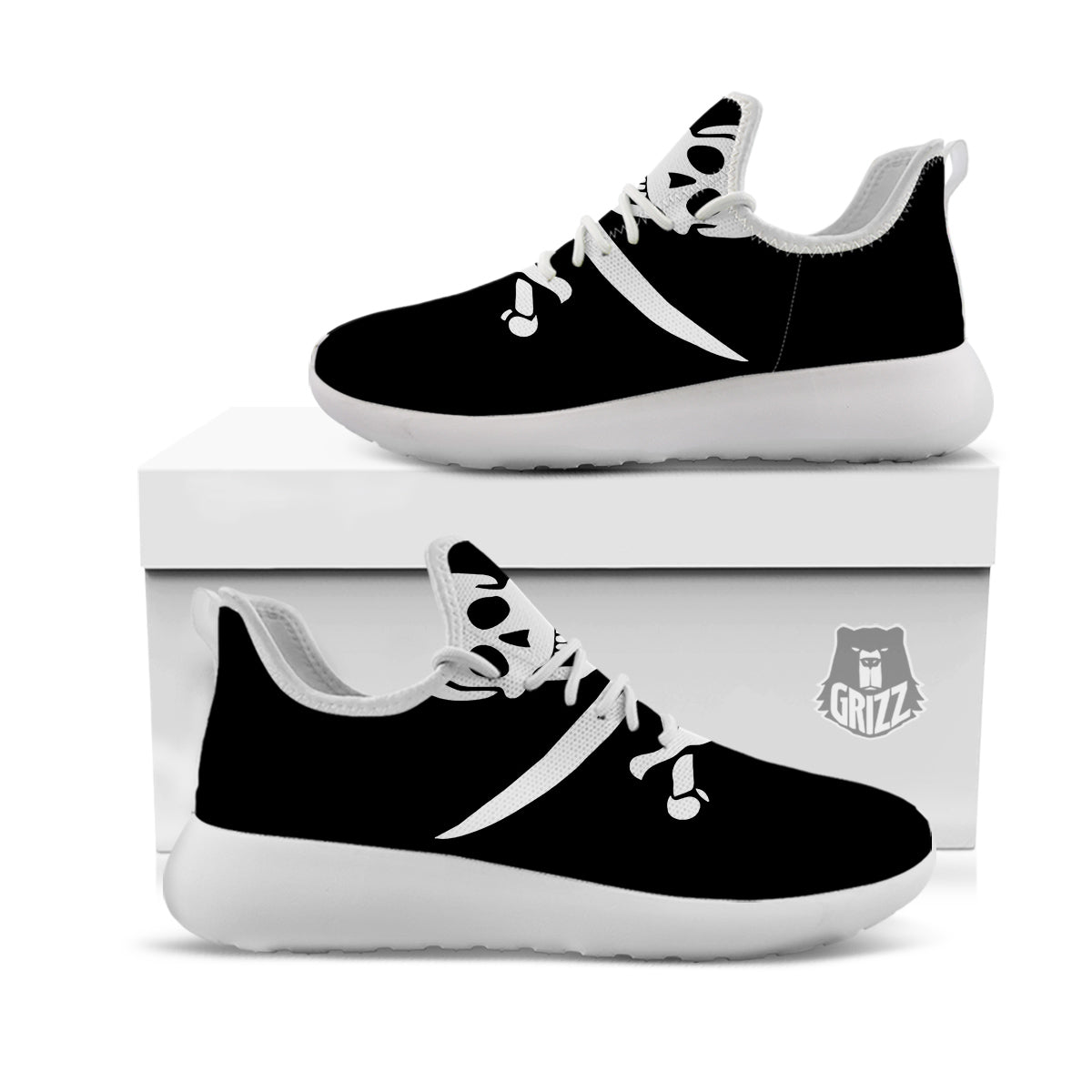 Pirate Flag Calico Jack Print White Athletic Shoes-grizzshop