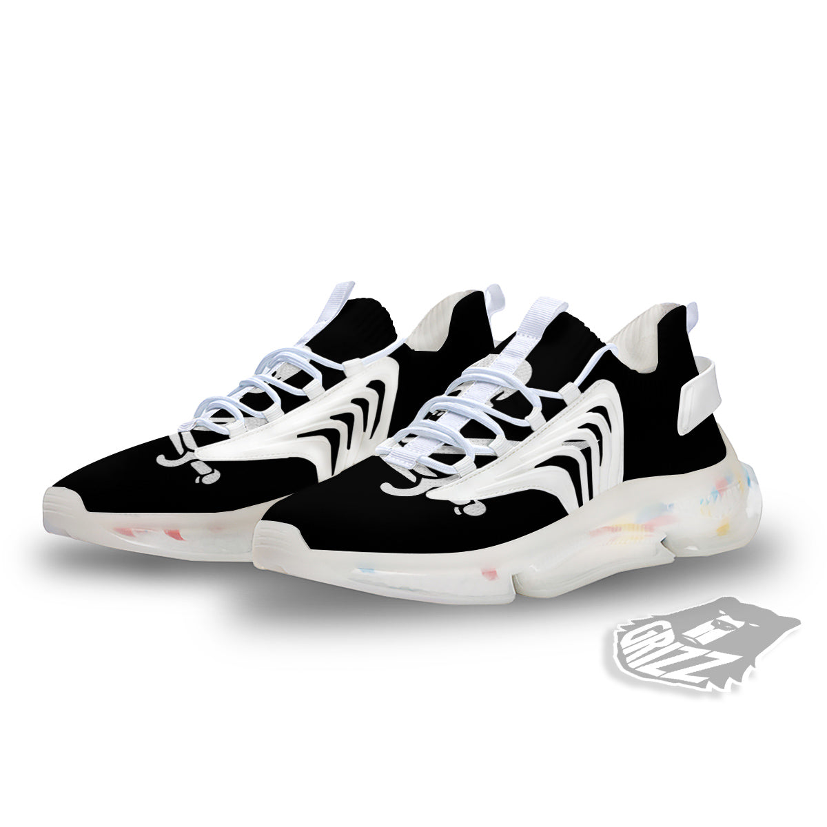 Pirate Flag Calico Jack Print White Gym Shoes-grizzshop