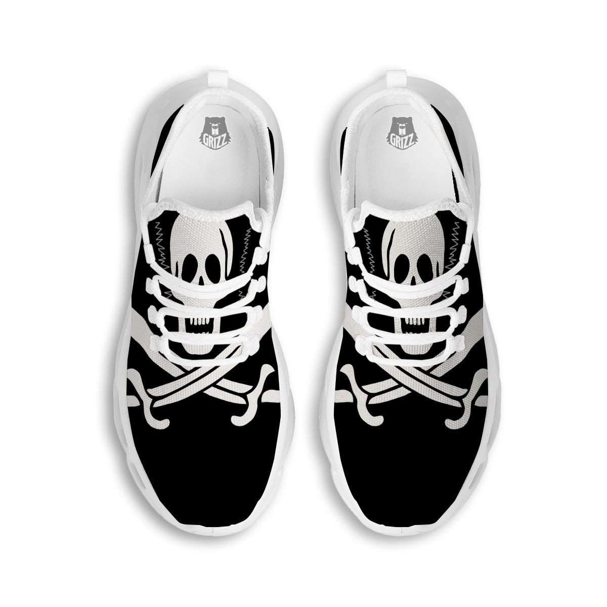 Pirate Flag Calico Jack Print White Running Shoes-grizzshop