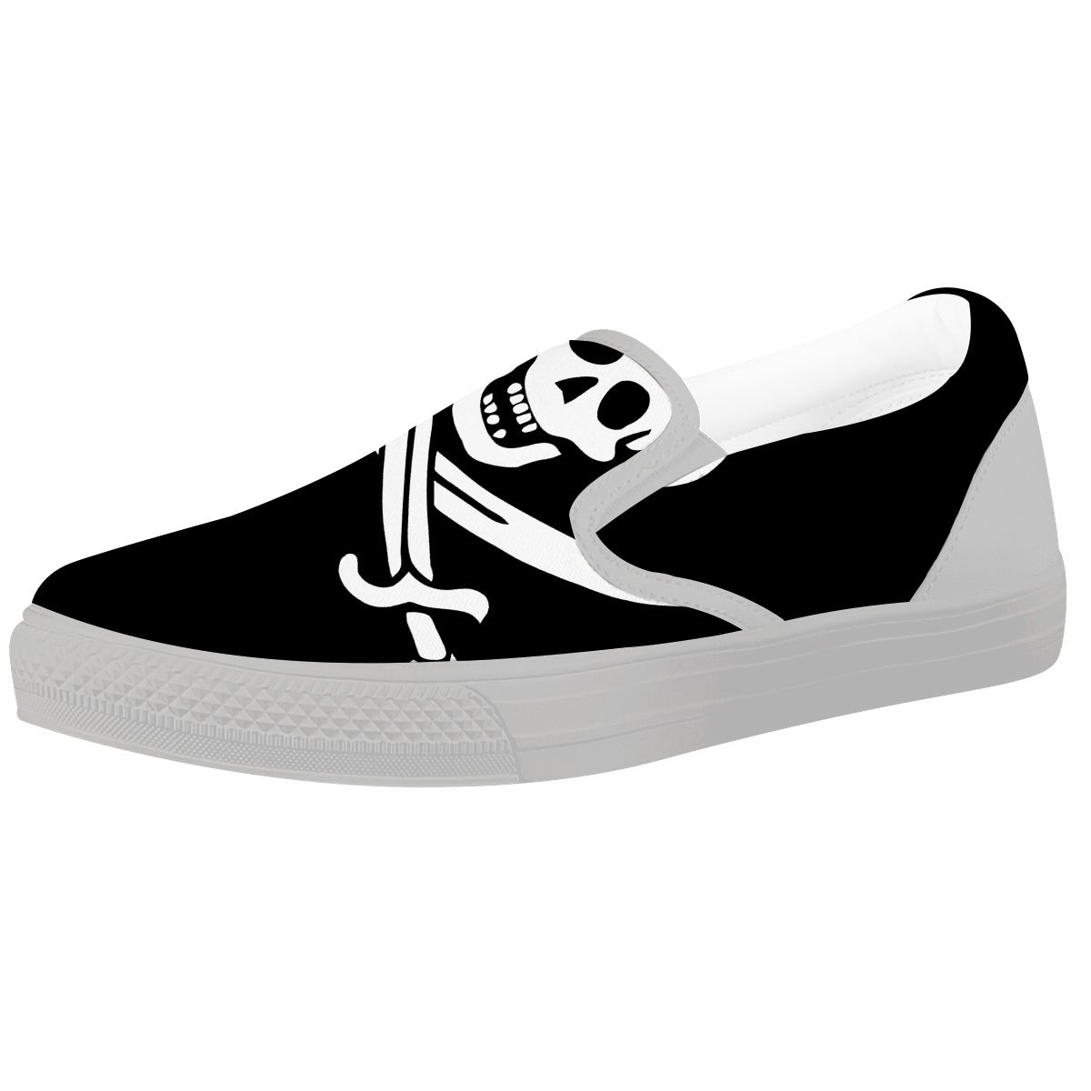 Pirate Flag Calico Jack Print White Slip On Shoes-grizzshop