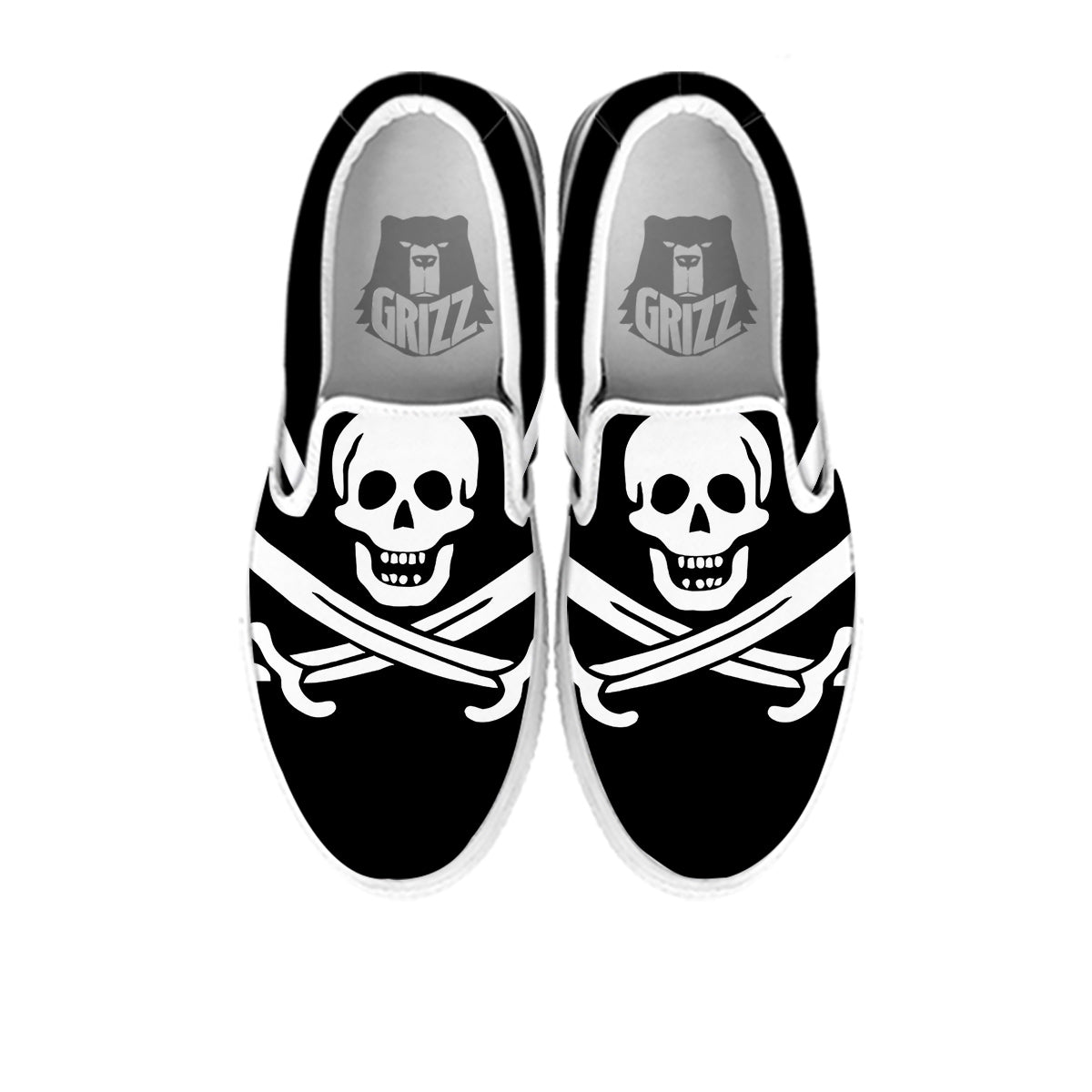 Pirate Flag Calico Jack Print White Slip On Shoes-grizzshop