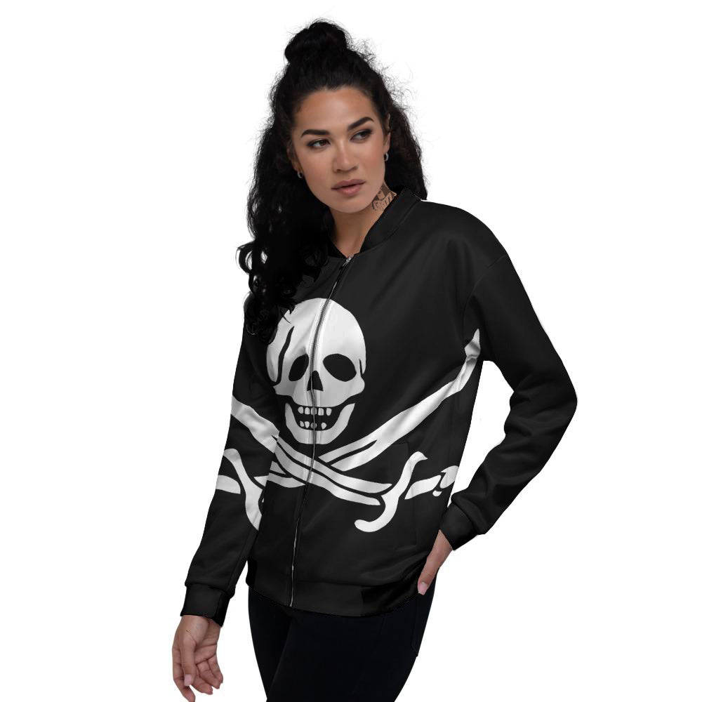 Pirate Flag Calico Jack Print Women's Bomber Jacket-grizzshop