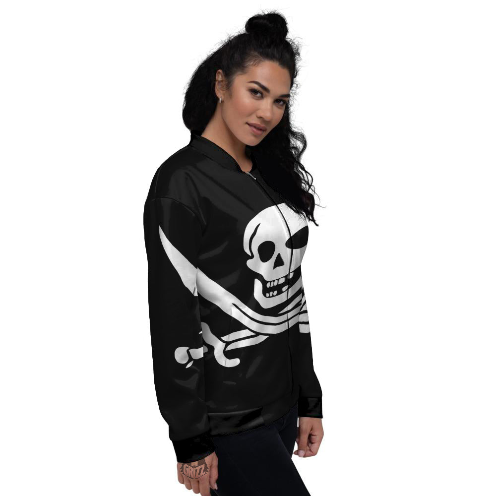Pirate Flag Calico Jack Print Women's Bomber Jacket-grizzshop