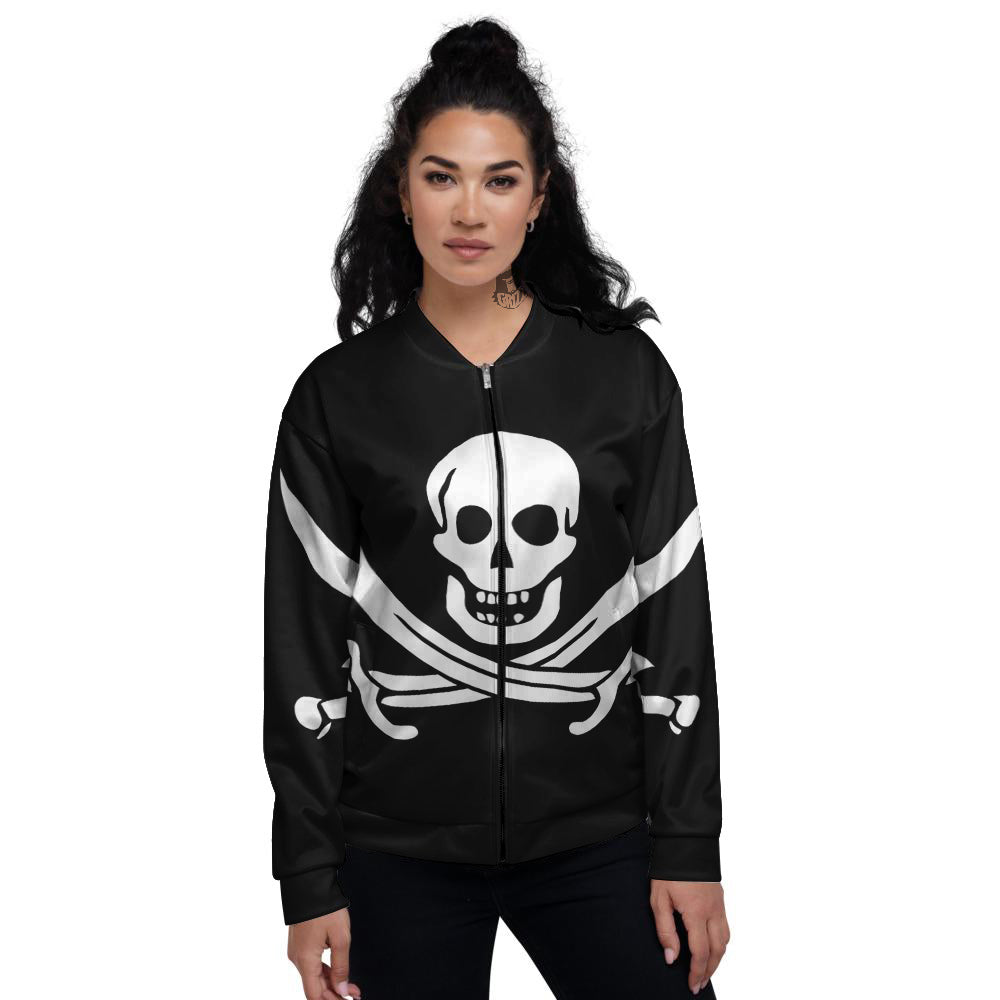 Pirate Flag Calico Jack Print Women's Bomber Jacket-grizzshop