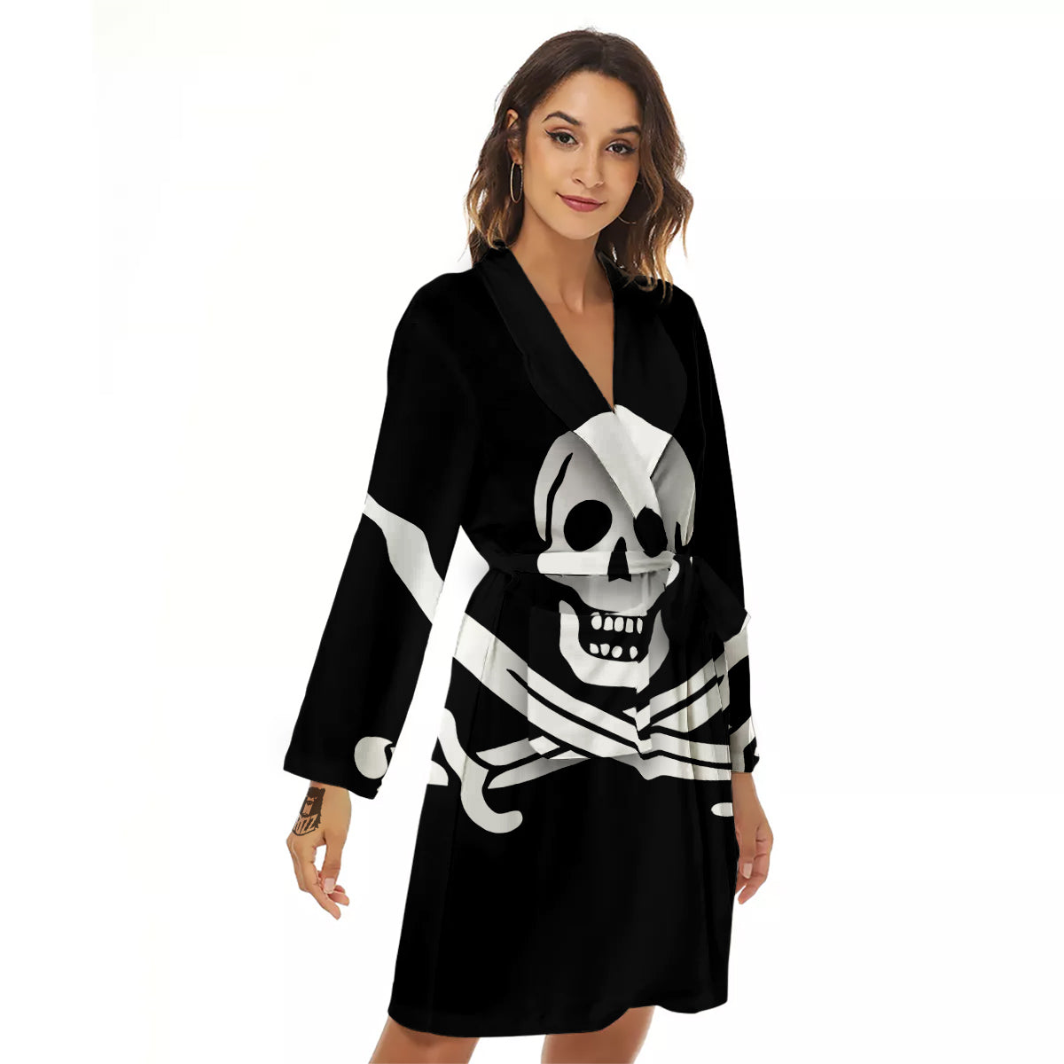 Pirate Flag Calico Jack Print Women's Robe-grizzshop