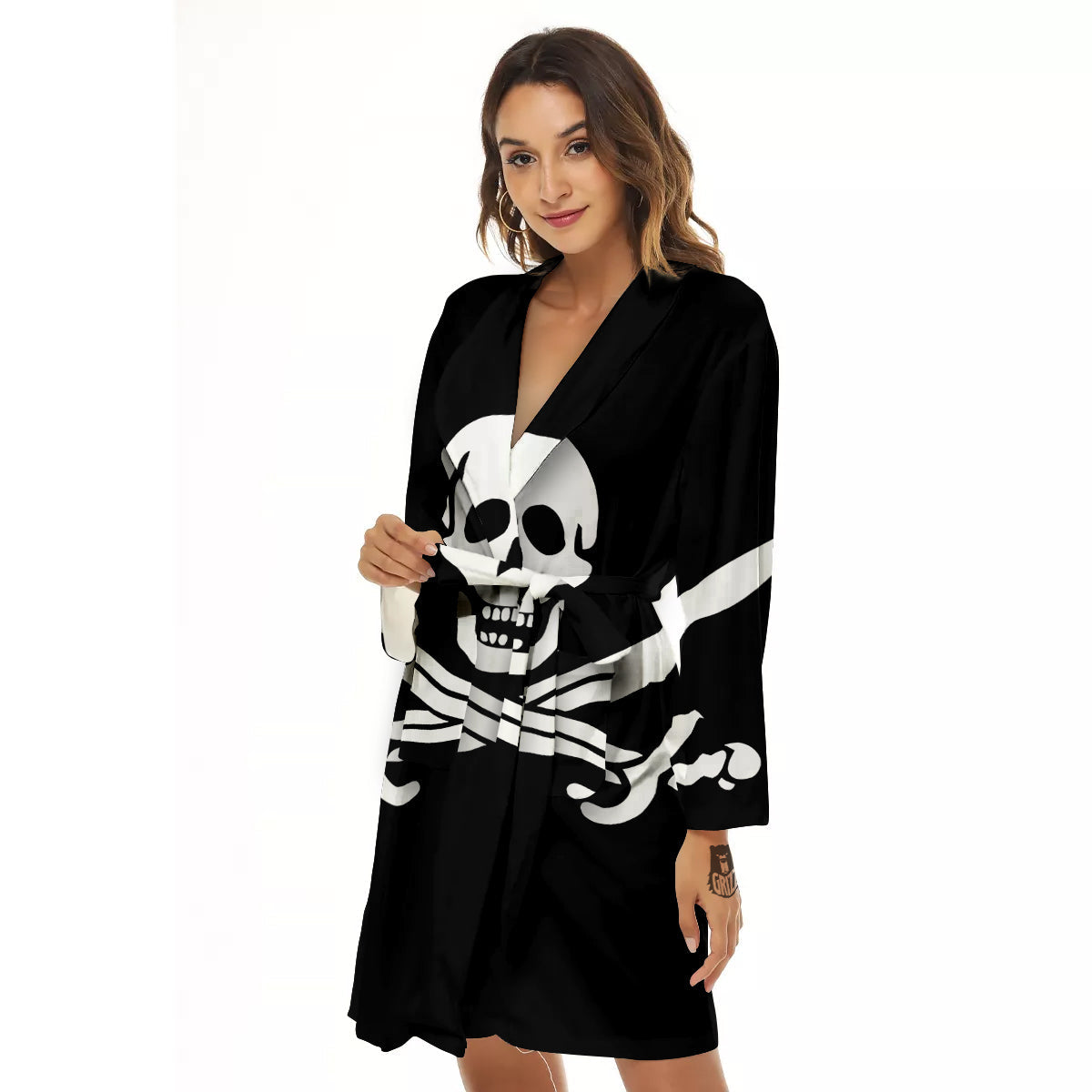 Pirate Flag Calico Jack Print Women's Robe-grizzshop