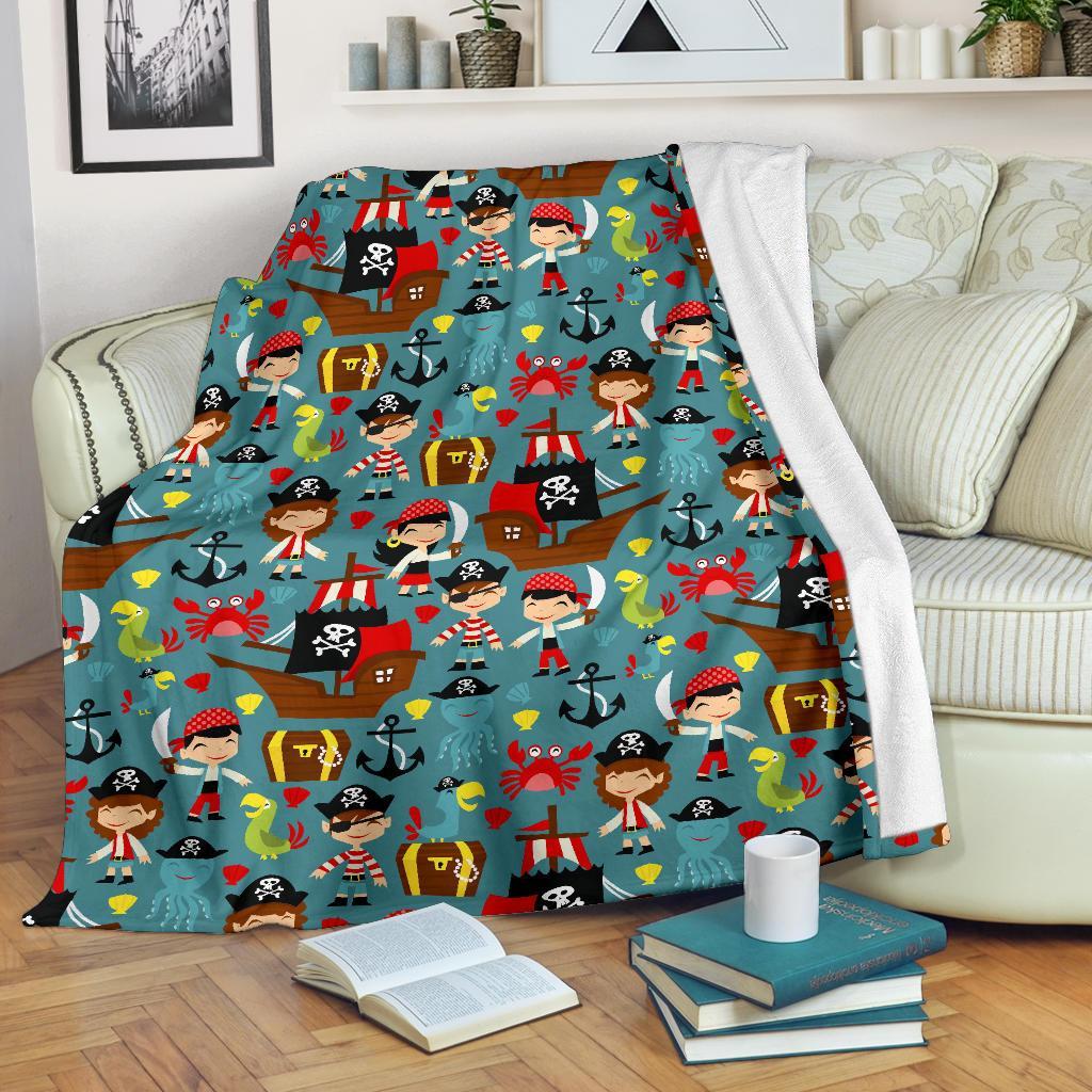 Pirate Pattern Print Blanket-grizzshop