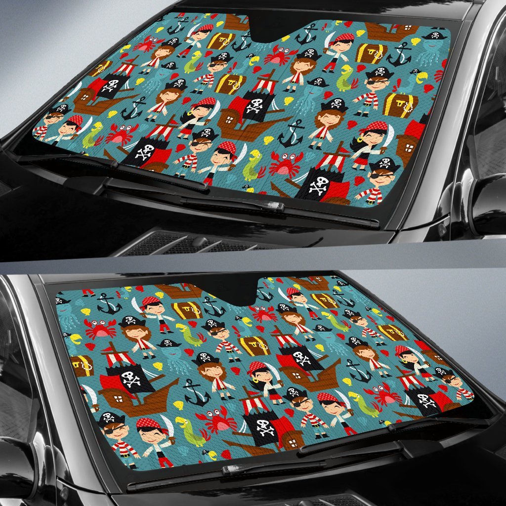 Pirate Pattern Print Car Sun Shade-grizzshop