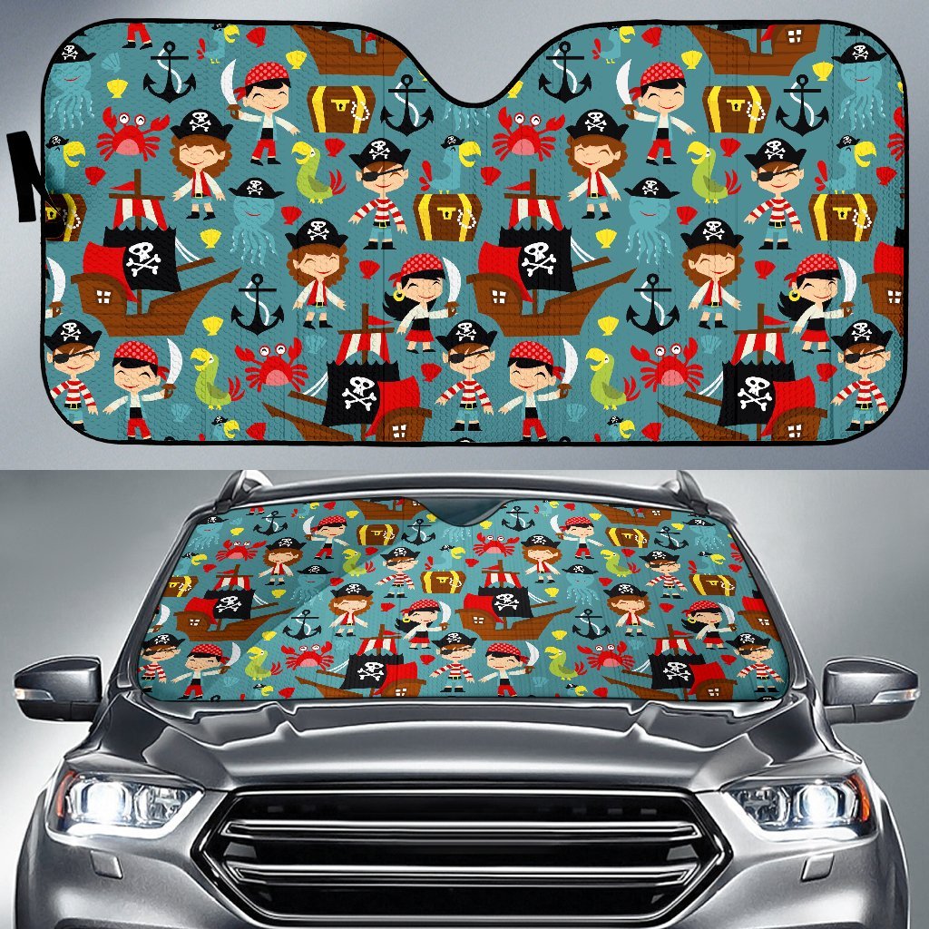Pirate Pattern Print Car Sun Shade-grizzshop