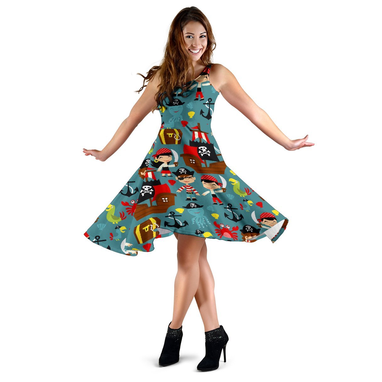 Pirate Pattern Print Dress-grizzshop