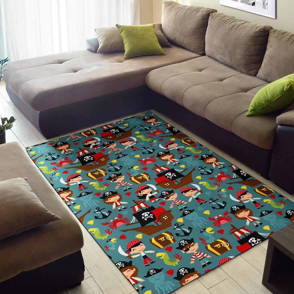 Pirate Pattern Print Floor Mat-grizzshop