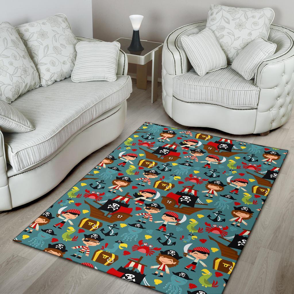 Pirate Pattern Print Floor Mat-grizzshop