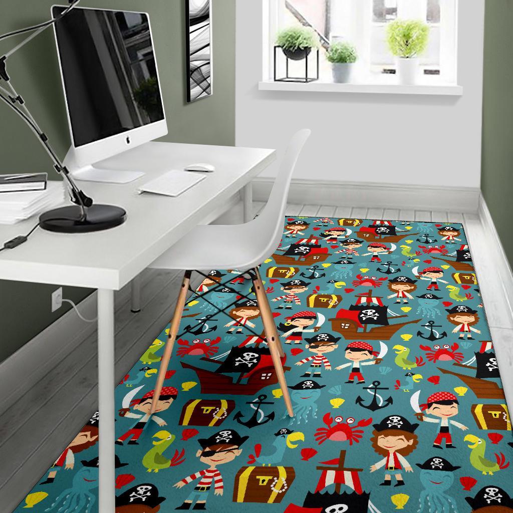Pirate Pattern Print Floor Mat-grizzshop