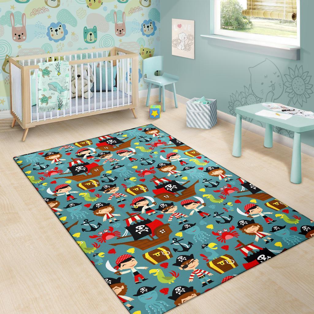 Pirate Pattern Print Floor Mat-grizzshop