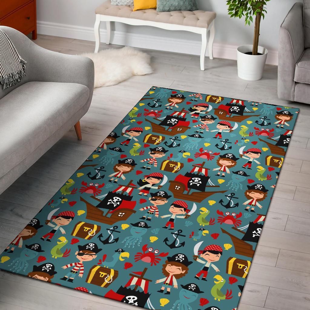 Pirate Pattern Print Floor Mat-grizzshop