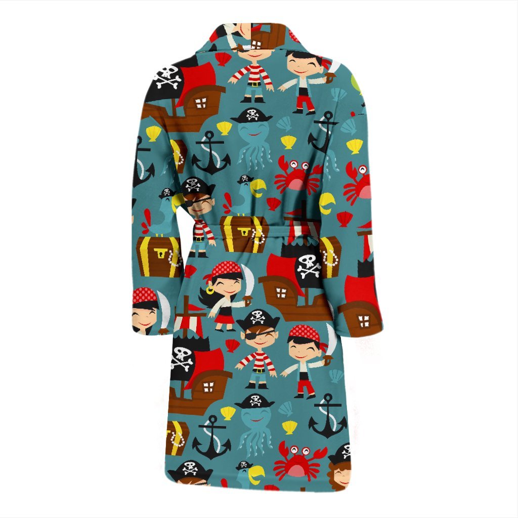 Pirate Pattern Print Men Long Robe-grizzshop